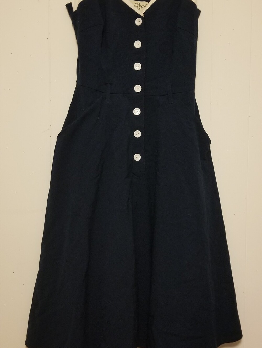 Bettie Page Pinup Sexy Classic Navy Button-Front Women’s Dress